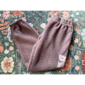 Born Outdoor Women Sherpa Fleece Cargo Joggers Mauve Taupe‎ Elastic Waist Large